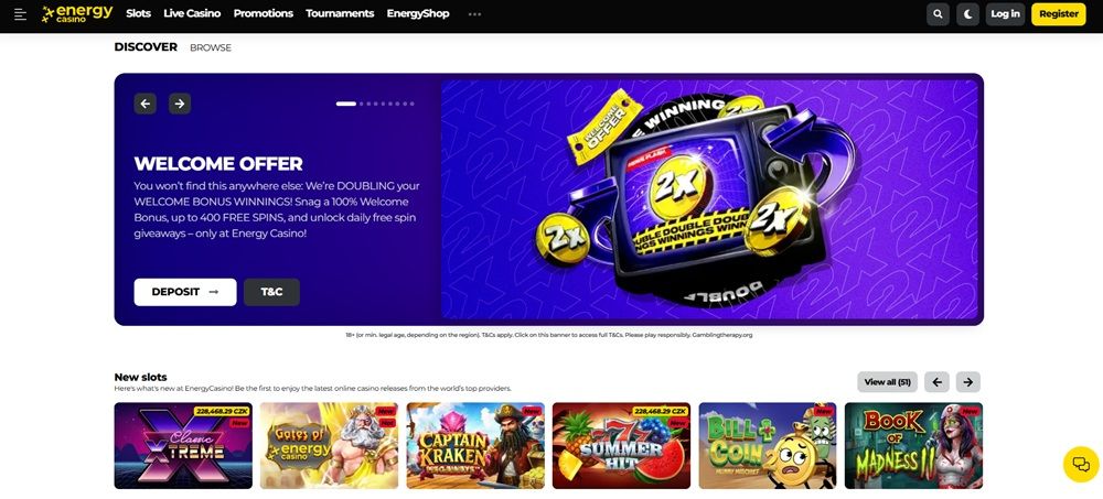 Energy casino homepage